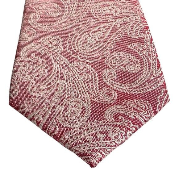 Ben Sherman Red Paisley Silk Cotton Blend Tie Necktie Mens Workwear Formal - Picture 2 of 12